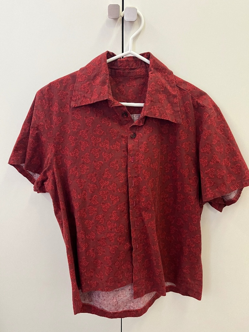 Red Casual Button Down Shirt